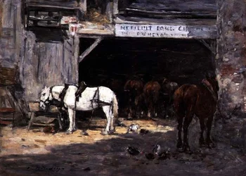 Caballos para alquilar en un patio, c.1885-90