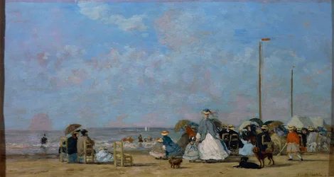 En la playa de Trouville, de Eugene Boudin, pintura
