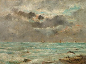La costa de Trouville, c.1865-1900 (óleo sobre tela)