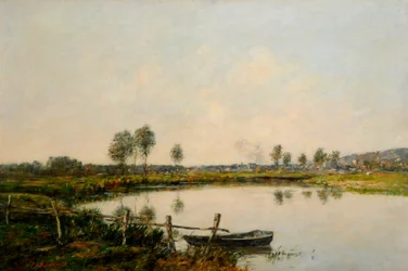 Los prados de agua en Deauville, Francia (óleo sobre lienzo)