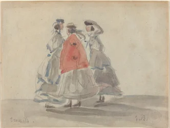 Tres mujeres en Trouville, c. 1865