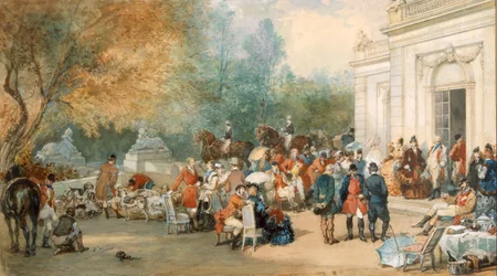 Desayuno de caza en Inglaterra, 1870