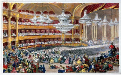 Baile de máscaras en la Ópera en el siglo XIX - por Dolfino, después de Lami.
