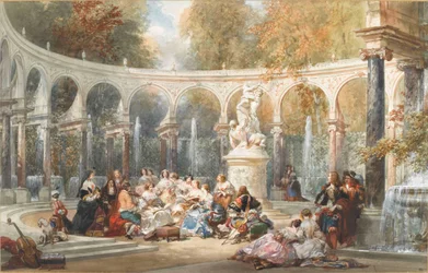 Sociedad en el Bosquet de la Colonnade en el jardín de Versalles