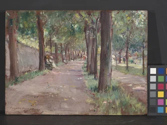 Escena callejera (óleo sobre tabla)
