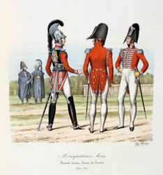 Mosqueteros negros, gran uniforme y uniforme de sociedad, 1814-15