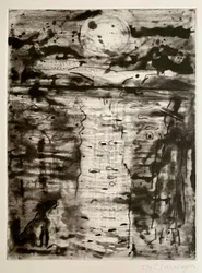 mirando la luna (grabado)