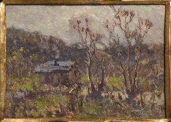 Granja (óleo y témpera sobre papel)