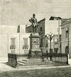 Monumento a Vittorio Emanuele II (1820-1878), obra de Eugenio Maccagnani (1852-1930), Lecce, Apulia, Italia.