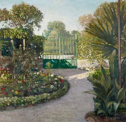 Jardín, cuadro de Eugenio Olivari (1882-1917), óleo sobre cartón, 69x72 cm