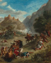 Árabes escaramuzando en las montañas