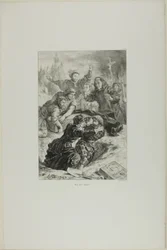 Hamlet y Laertes en la tumba de Ofelia, lámina 15 de Hamlet