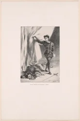 Hamlet y el cadáver de Polonio, lámina 11 de Hamlet