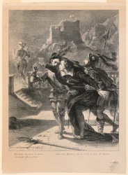 Ilustración para Hamlet: Hamlet intenta seguir al fantasma de su padre (I,4)