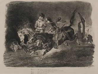 Ilustraciones para Fausto: Fausto y Mefistófeles cabalgando en el Sabbath