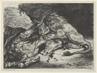 León Devorando un Caballo, 1844