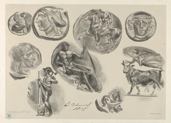 Hoja de Nueve Monedas Antiguas, 1825
