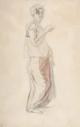 Mujer de pie con traje marroquí