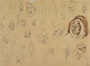 Estudios de cabezas y figuras árabes, después de 1832