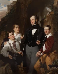 Retrato de Laurence Davidson y sus tres hijos