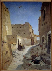 Vista de la calle Bab el Gharbi en Laghouat en Argelia Pintura de Eugene Fromentin