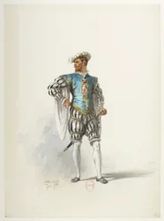 Btv1b84558104 16 - Saint-Saëns - Enrique VIII - Maquettes de costumes - Lacoste - 16º Traje