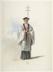 Btv1b84558104 33 - Saint-Saëns - Enrique VIII - Modelos de trajes - Lacoste - 33. Sacerdote
