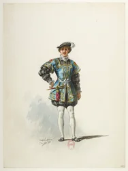 Btv1b84558104 38 - Saint-Saëns - Enrique VIII - Modelos de trajes - Lacoste - 38. Página del Rey