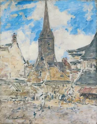Kotava: "Biot ke Sainte-Catherine uja koe Honfleur (trutca ke Boudin)"
Francés: Le Clocher de Sainte-Catherine, Honfleur