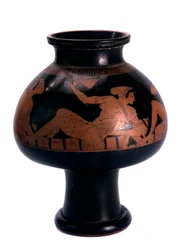 Psykter de figuras rojas con una escena de simposio, Antigua Grecia, c505-c500 a.C.