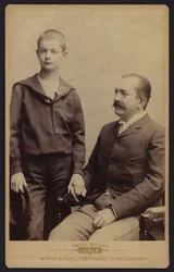 Retrato, Rey Milán Obrenovic de Serbia, con su hijo Alejandro