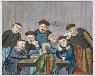 Jugadores de cartas en China, principios del siglo XIX