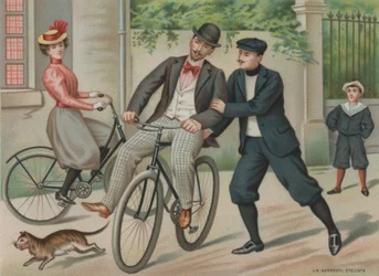 Aprender a montar en bicicleta (cromolito)