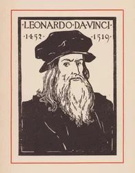 Leonardo da Vinci, polímata italiano del Renacimiento (litografía)
