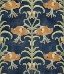 Diseño de lirio para papel tapiz o textil, 1896