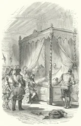 Luis XIV de Francia rindiendo homenaje al cuerpo de Jean V d