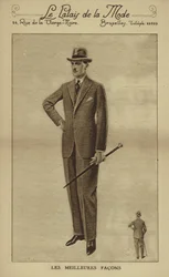Moda masculina hacia 1930 (litografía)