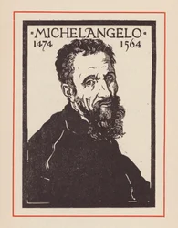 Miguel Ángel, artista y arquitecto italiano del Renacimiento (litografía)