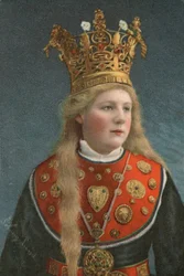 Novia noruega, con su corona (litografía)