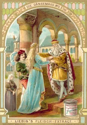 Escena del cuento de hadas de los Hermanos Grimm La niña de la oca