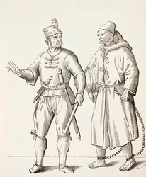 Soldado de galera del siglo XVI con un esclavo de galera, c.1880