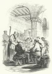 San Eligio sirviendo comida a los pobres
