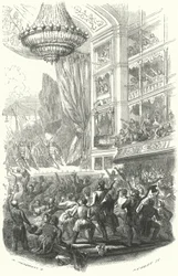 El comienzo de la Revolución Belga: representación de la ópera La Muette de Portici de Daniel Auber en el Teatro de la Moneda en Bruselas, 25 de agosto de 1830