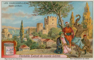 Vista de Seddulbahir con encantadores de serpientes