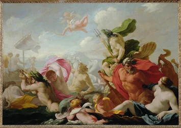 Los dioses del mar honran a Amor, dios del amor (pintura sobre lienzo)