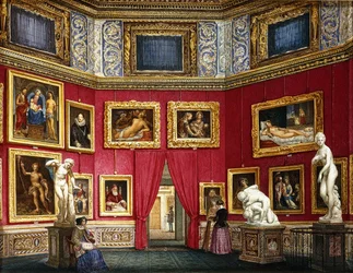 Figuras en una galería de arte