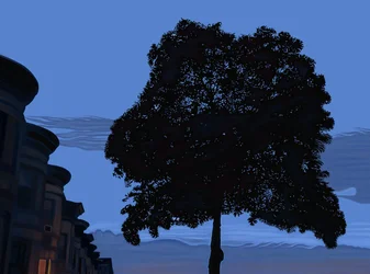 Calle 9 y Roble al amanecer, 2025 (arte digital)