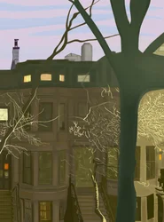 Brownstone de noche (arte digital)