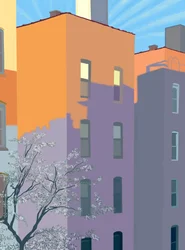 Sombras de edificios sobre un edificio