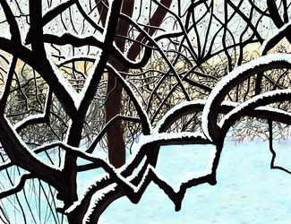 Cerezo en la nieve, Brooklyn (arte digital)